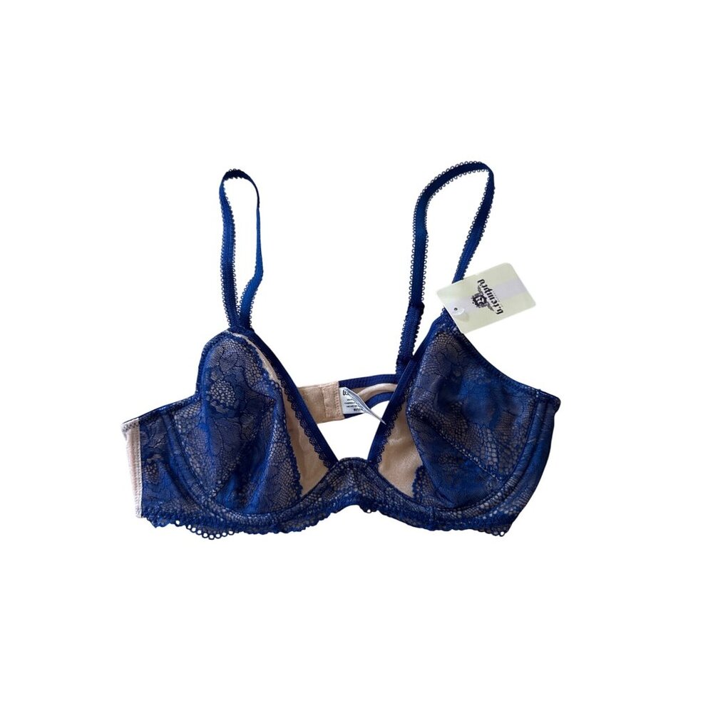 Btemptd Bra Womens 34B Lace Blue No Padding Lined Underwire